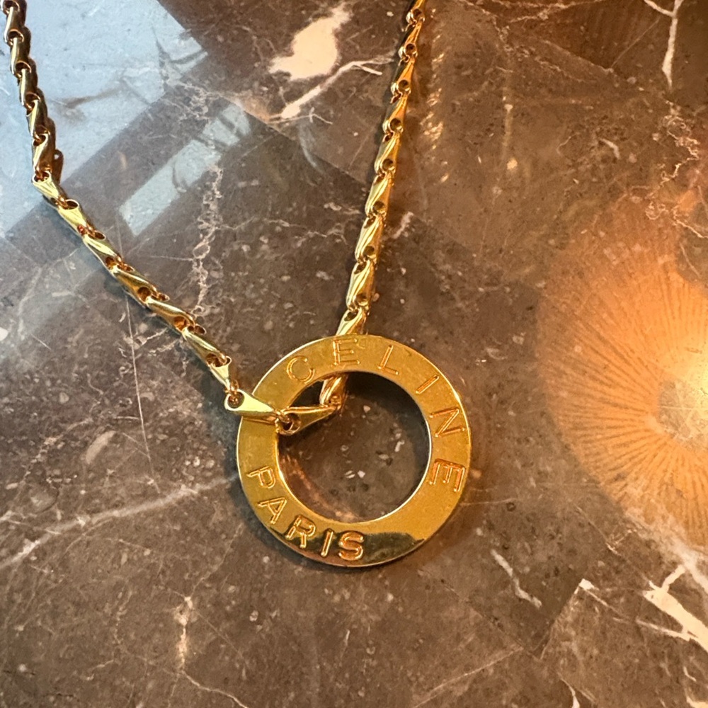Celine Gold and Green Statement Necklace - Picture 5 of 6